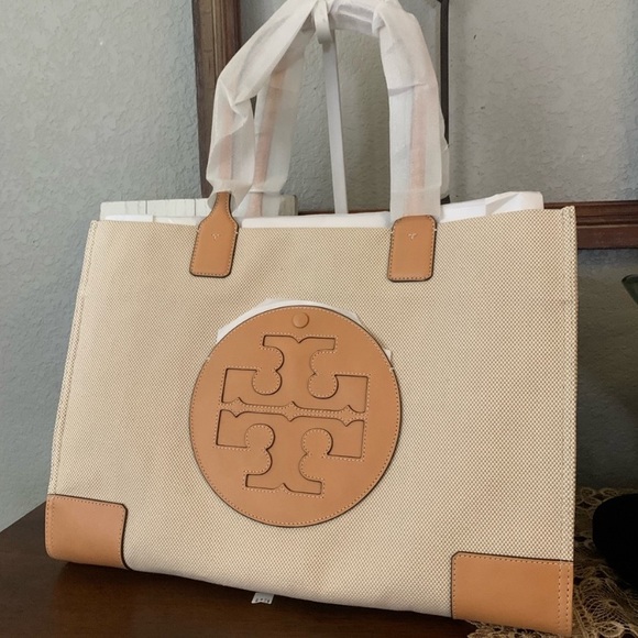 New Tory Burch Large Ella tan canvas bag ♥️ - Picture 11 of 13